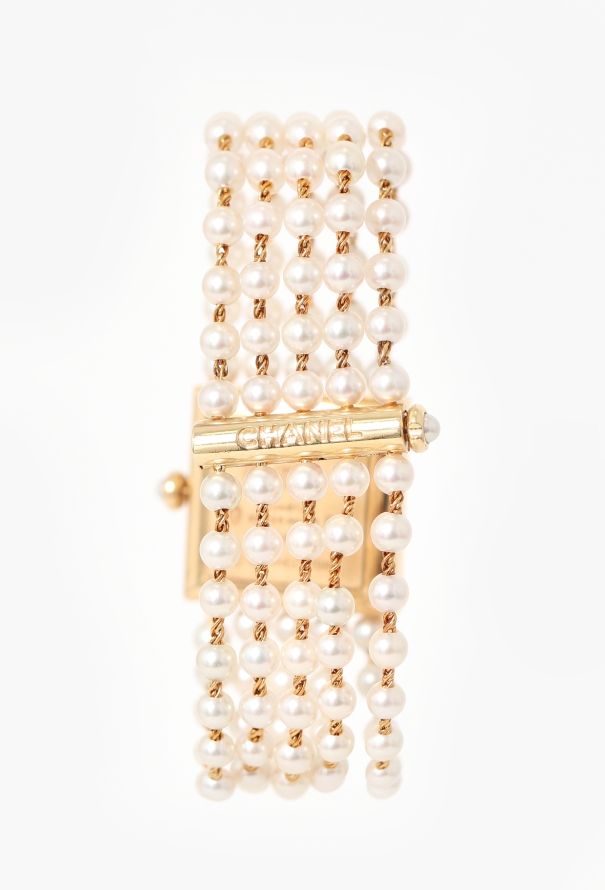 Chanel '80s Mademoiselle 18K Yellow Gold & Pearl Watch - 7