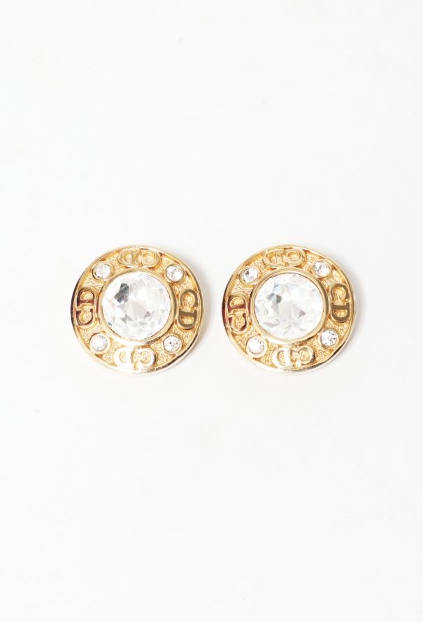Christian Dior Vintage Strass 'CD' Clip Earrings - 1