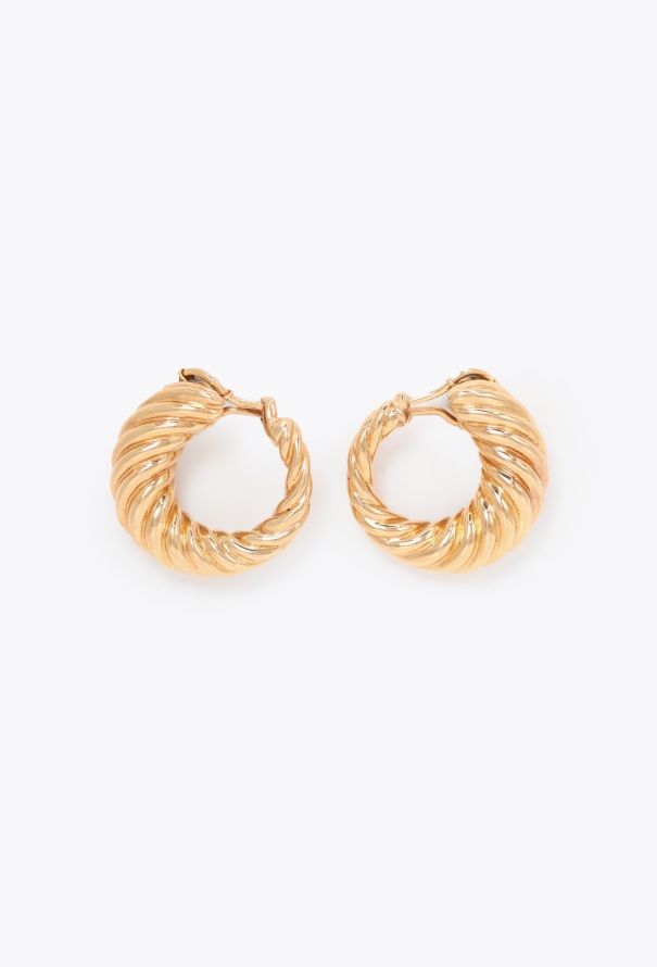 Vintage Fine Jewelry 18k Yellow Gold Twisted Clip On Earrings - 1