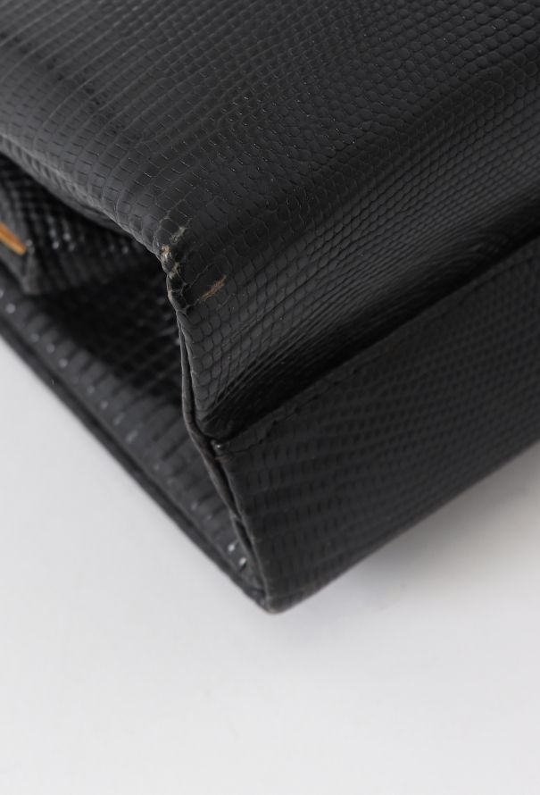'60s Black Lizard Top Handle Bag - 7