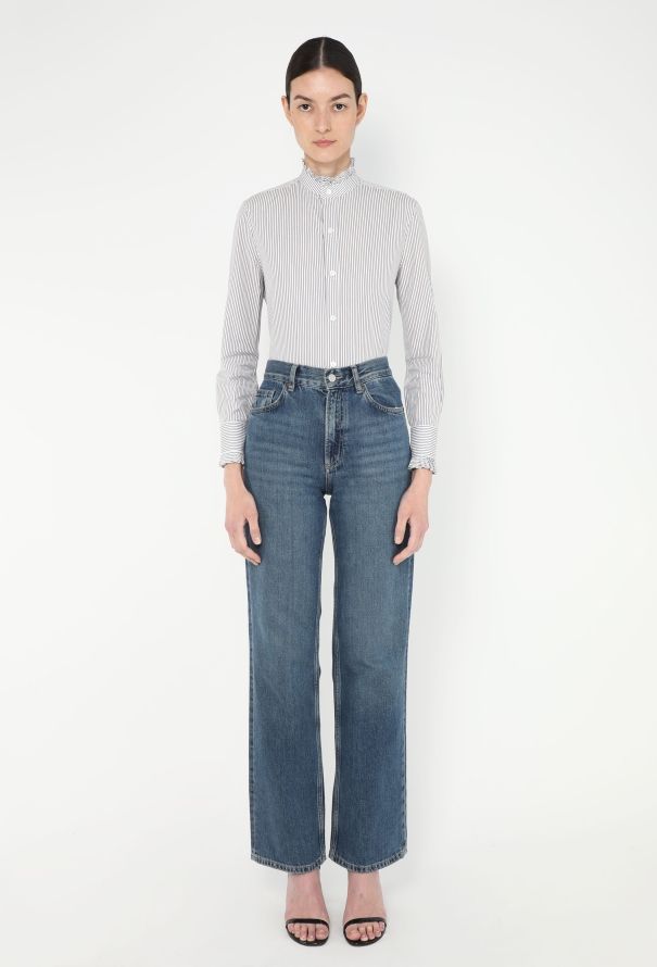 Céline 2019 Ruffled Pinstripe Shirt - 2