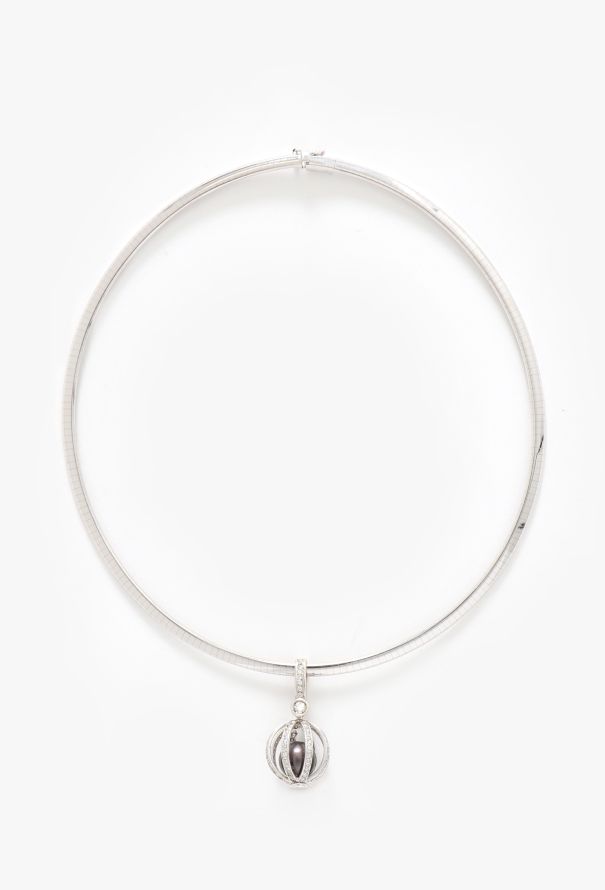 Vintage Fine Jewelry 18k White Gold & Tahitian Pearl Necklace - 1