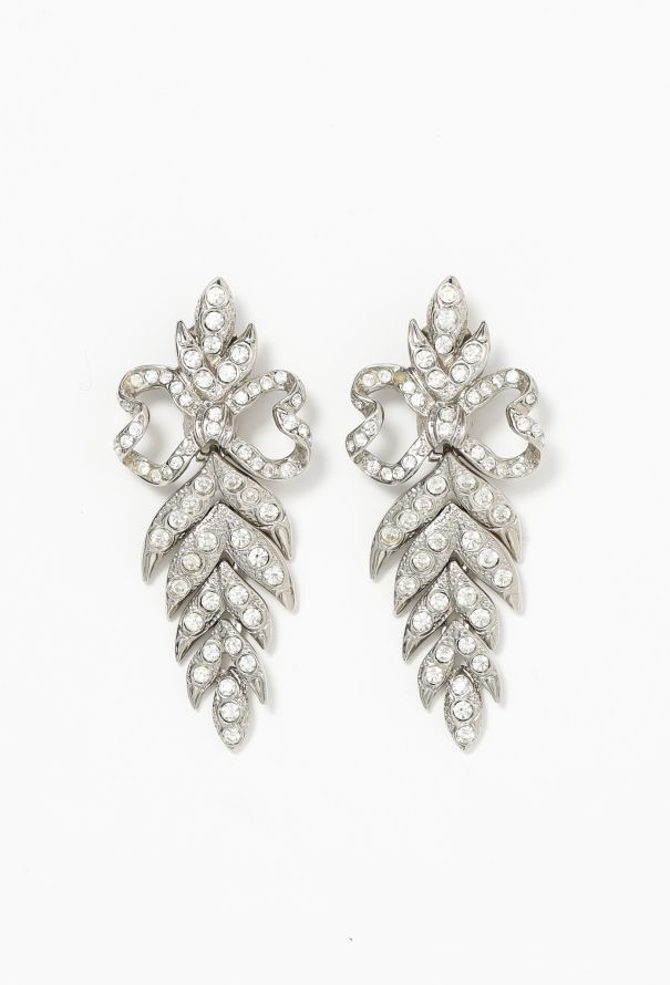 Saint Laurent Vintage Strass Pendant Clip Earrings - 1