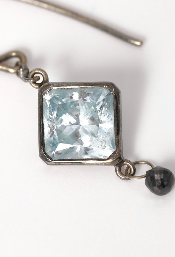 Vintage Fine Jewelry Aquamarine & Diamond Drop Earrings - 3