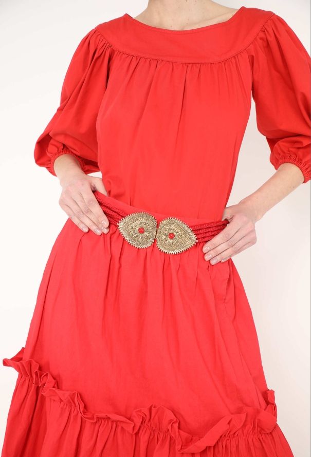 Saint Laurent F/W 1978 Gilded Cabochon Cord Belt - 1