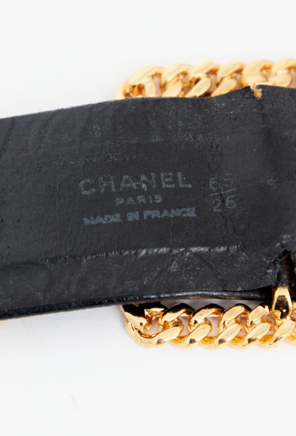 Chanel RARE S/S 1988 Gilded Chainlink Leather Belt - 6