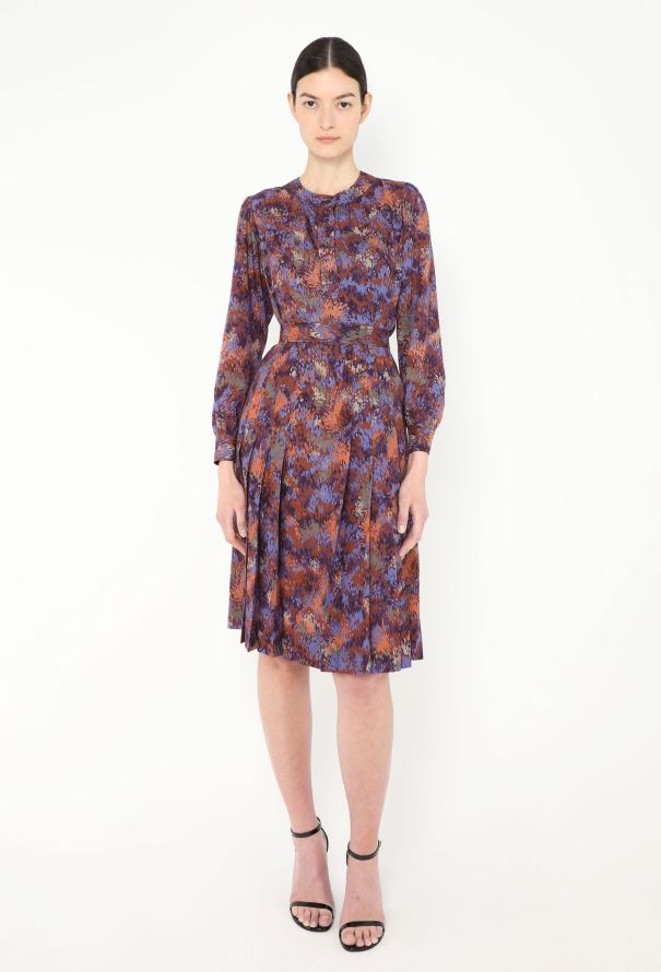 Saint Laurent 1973 Abstract Floral Pleated Ensemble - 1