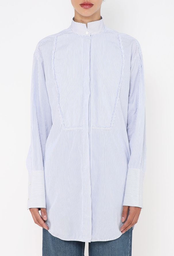 Céline Pinstripe Bib Tunic Shirt - 1