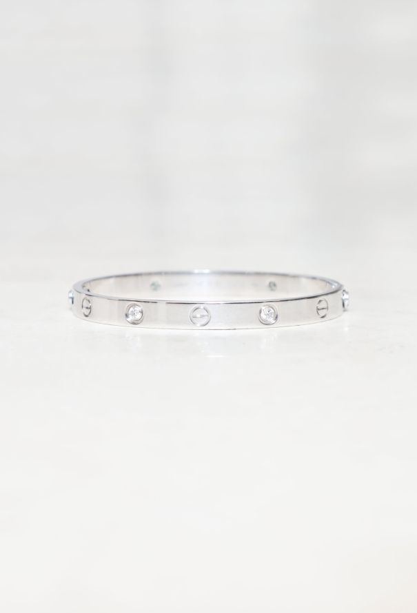 Cartier 18k White Gold Diamond Love Bracelet - 9