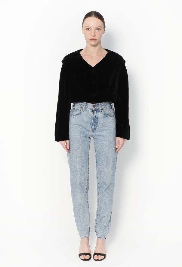 Thierry Mugler '80s Cropped Velvet Jacket - 2