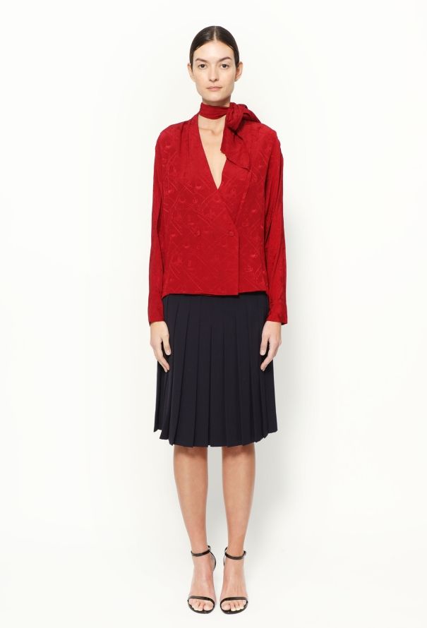 Hermès '80s Silk Lavallière Skirt Ensemble - 5