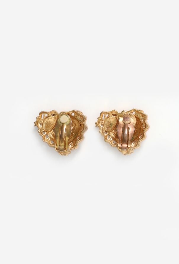 Christian Lacroix '90s Sculpted Heart Clip Earrings - 3