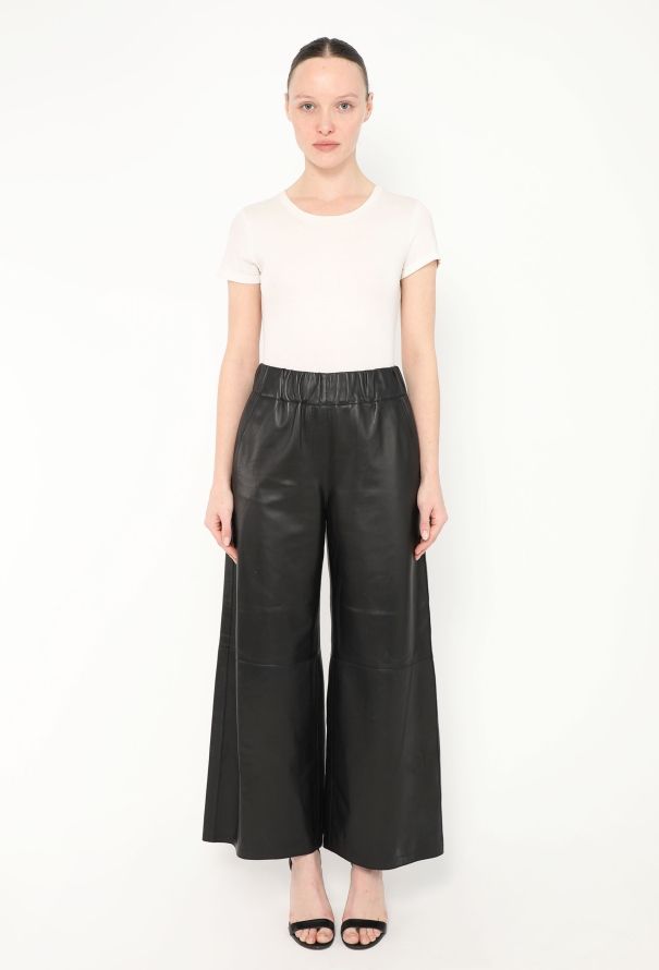 Loewe F/W 2019 Wide-Leg Lambskin Trousers - 1