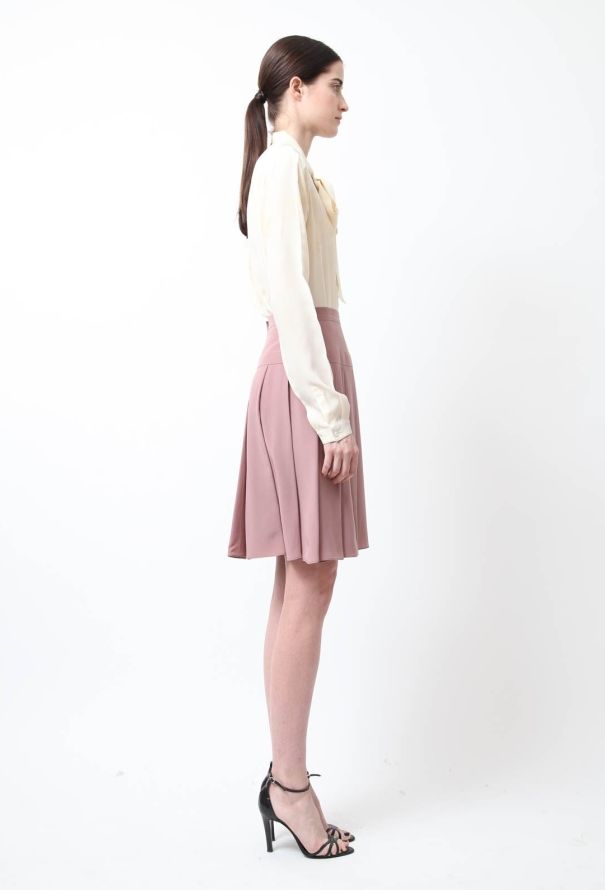 Chanel Mauve Pleated Silk Skirt - 2