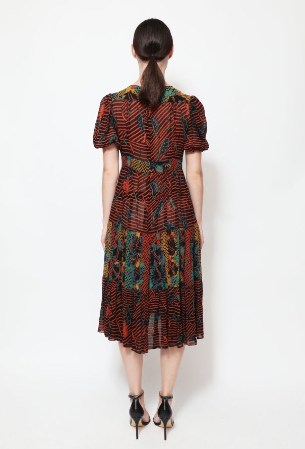 Ossie Clark RARE 1973 Abstract Crêpe Dress - 4