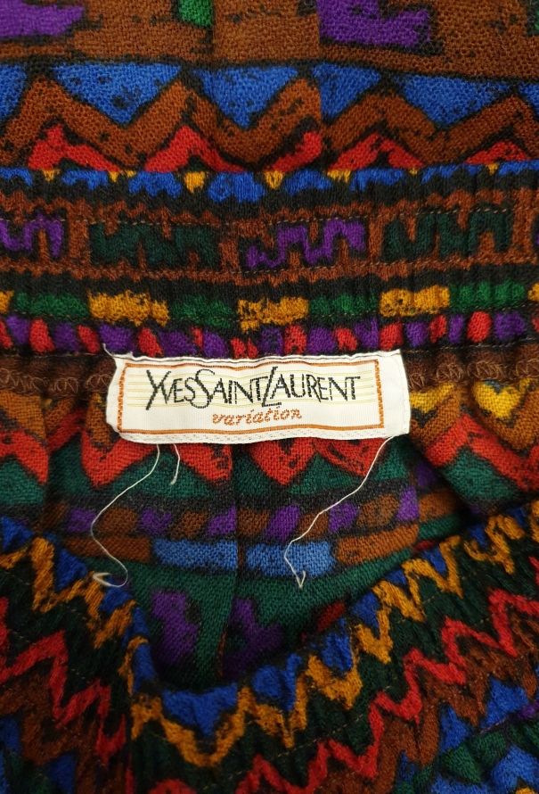 Saint Laurent Vintage Aztec Pleated Skirt - 5