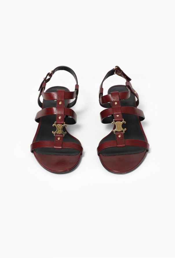 Céline 2023 Leather Triomphe Sandals Burgundy  red - 2