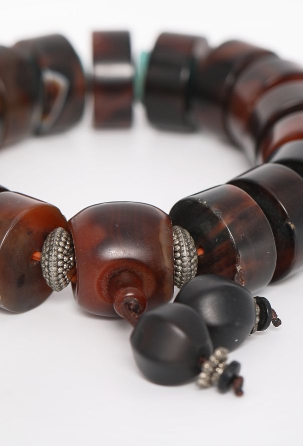 Vintage Fine Jewelry Silver Coins, Agate & Turquoise Bracelet - 4