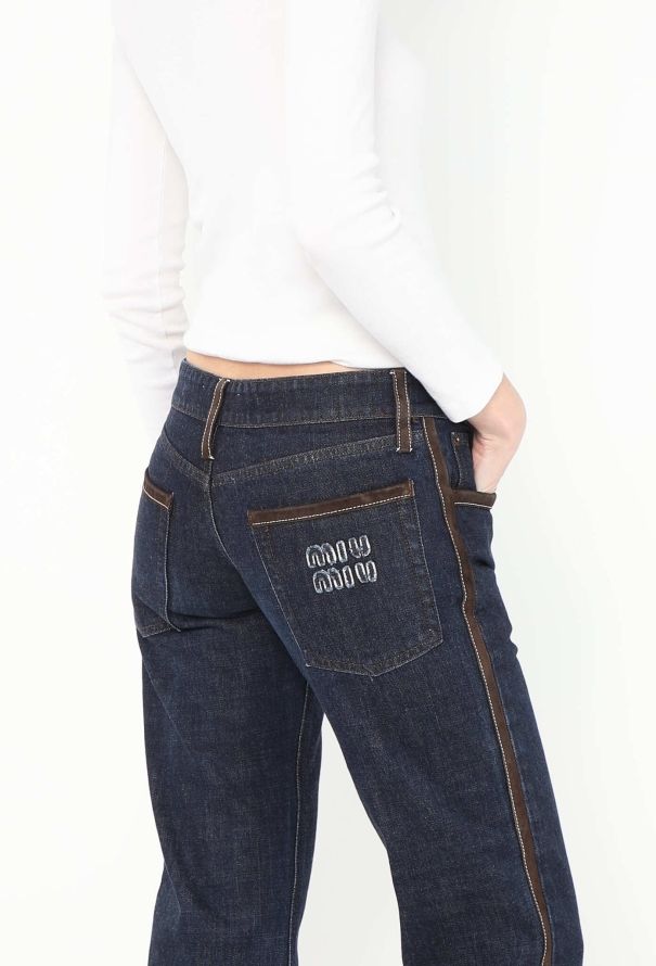 Miu Miu S/S 2024 Suede Trim Jeans - 6