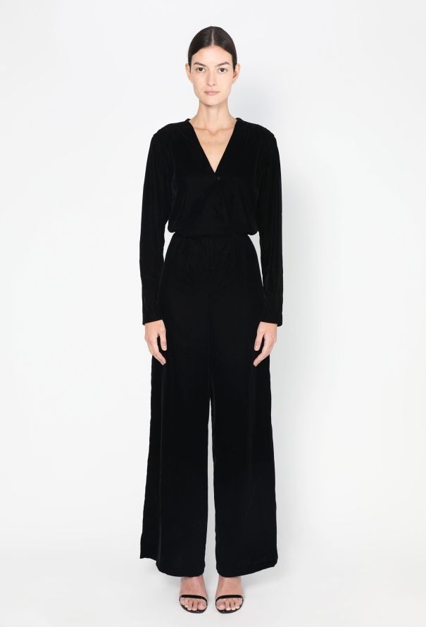 Velvet Wrap Jumpsuit - 1