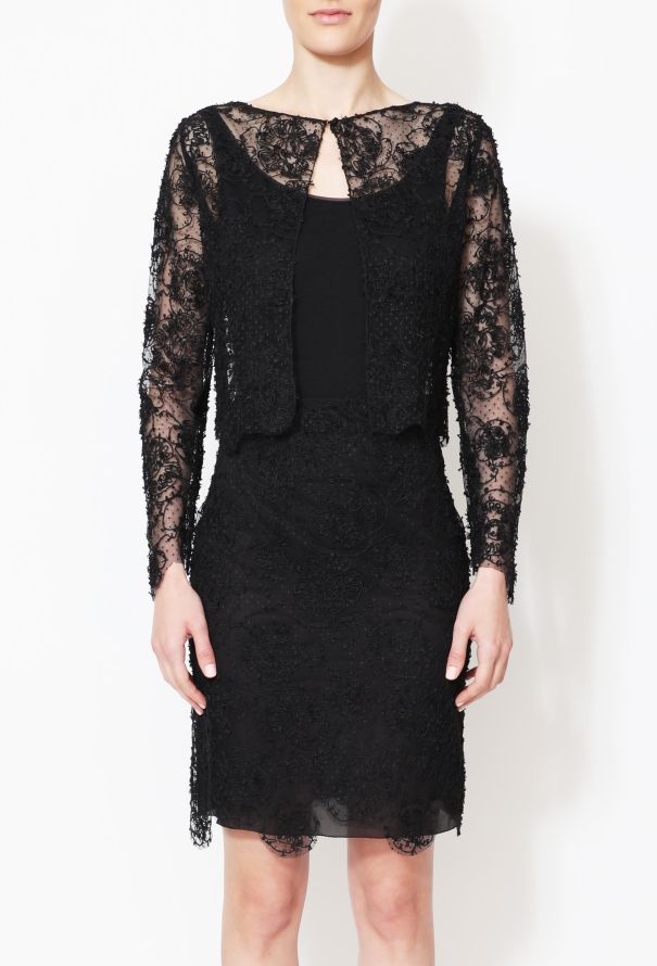 Chanel Embroidered Lace Bolero & Skirt Set - 4