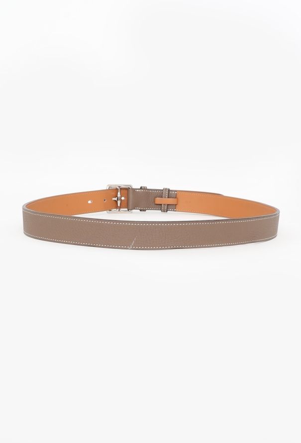 Hermès Taupe Etrivière Leather Belt - 2