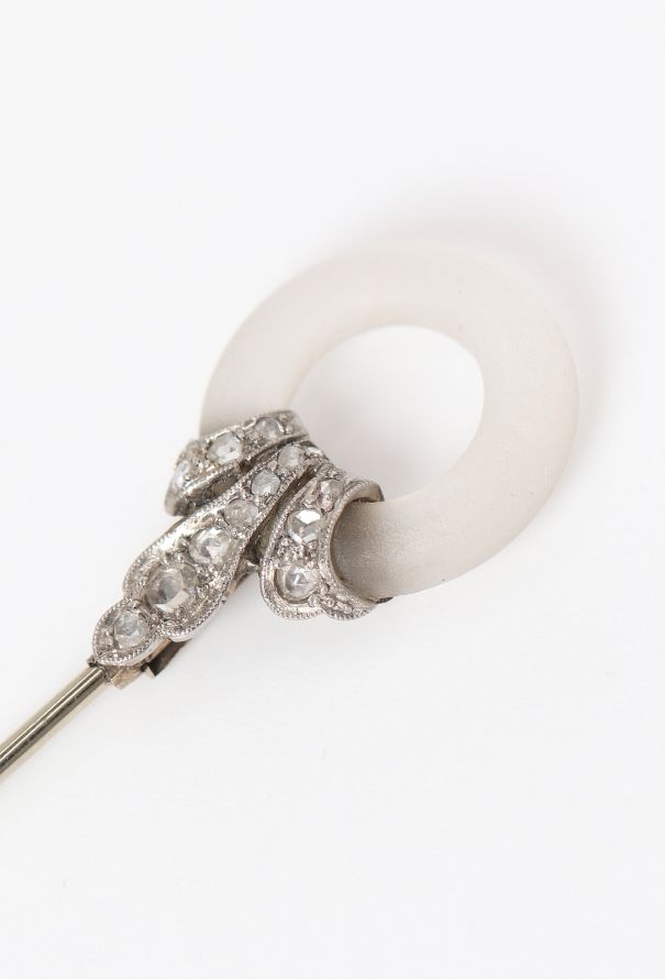 Vintage Fine Jewelry 18k White Gold & Rock Crystal Arrow Brooch - 4