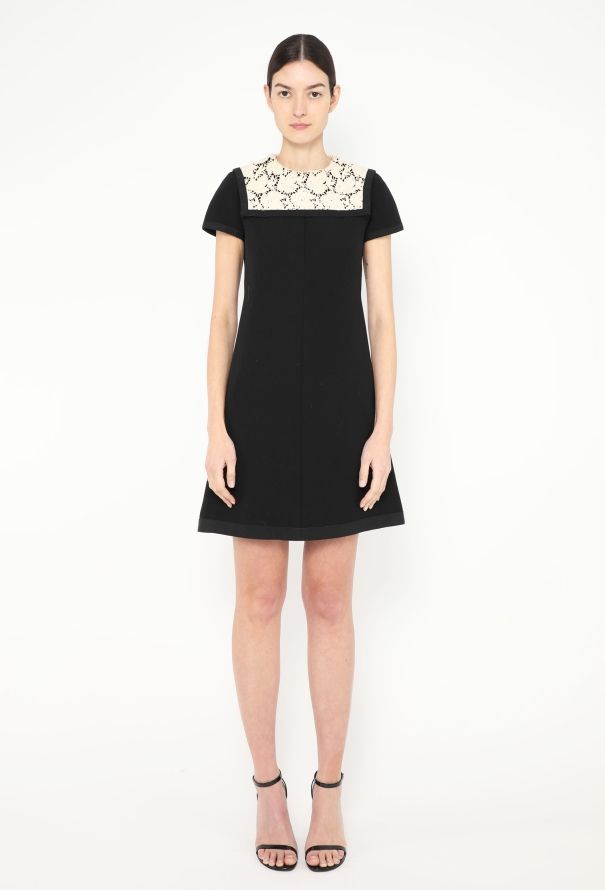 Saint Laurent Haute Couture 1966 Guipure Trim Wool Dress - 2