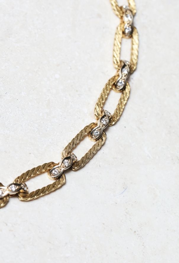 Vintage Fine Jewelry 18k Gold & Diamond Chainlink Necklace - 3