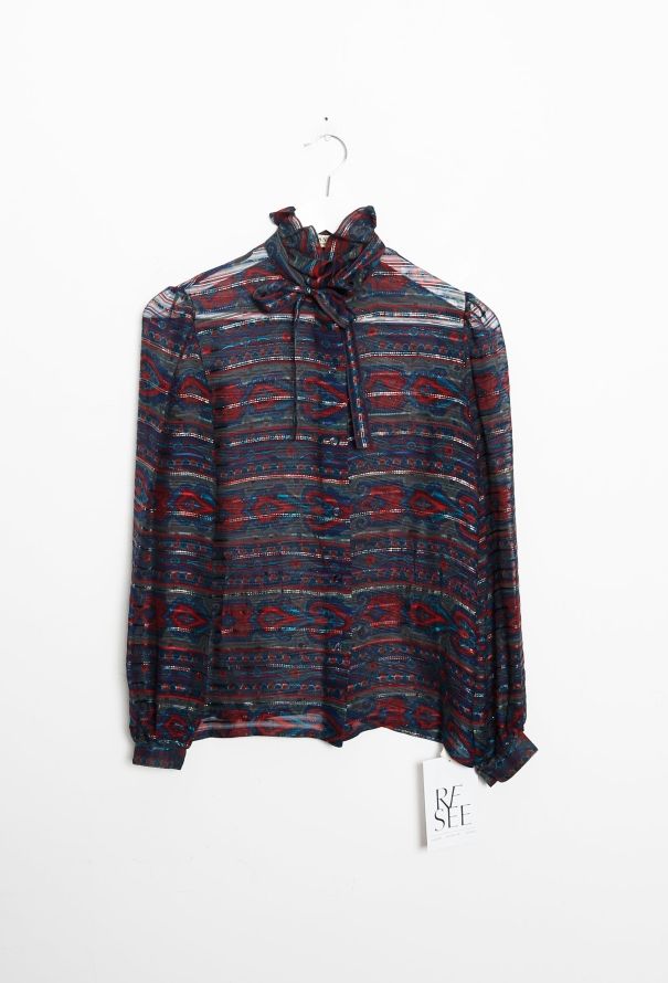 Lanvin 70s Ruffled Lavallière Silk Blouse - 5