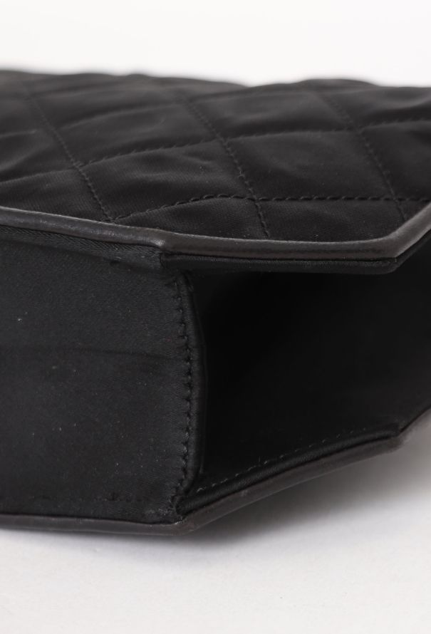 Chanel '90s Black Satin Octagon Classic Chain Bag - 10