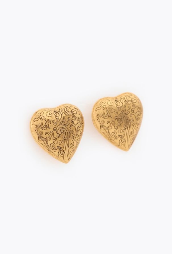 Saint Laurent Vintage Arabesque Heart Clip Earrings - 2