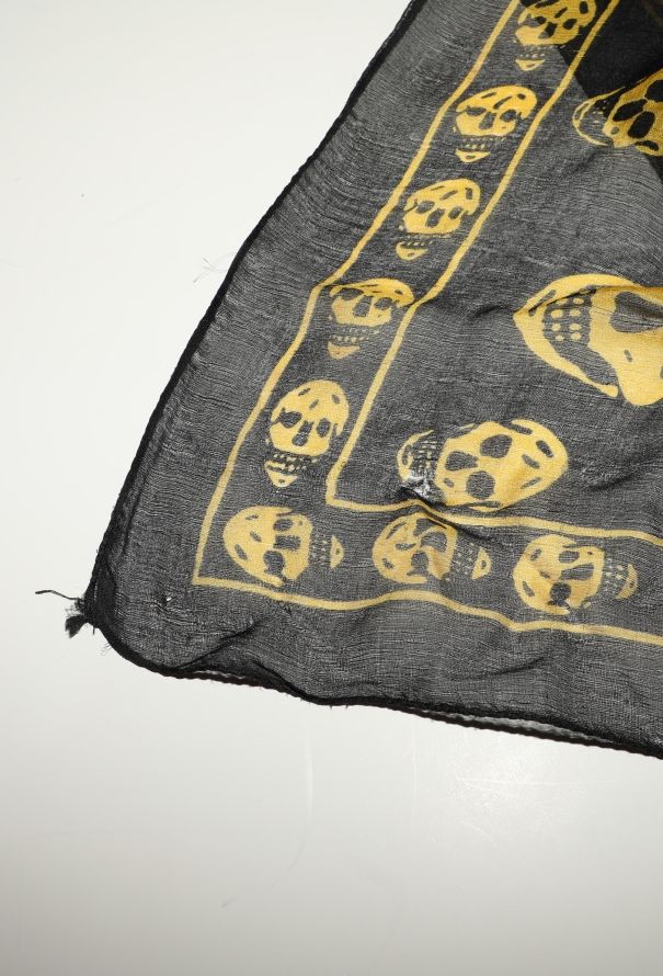 Alexander McQueen Early 2000s Chiffon Skull Scarf - 8