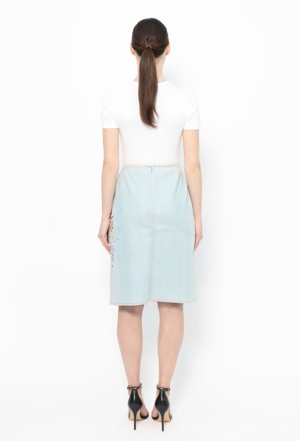 Christian Dior 2002 Butterfly Embellished Denim Skirt - 4