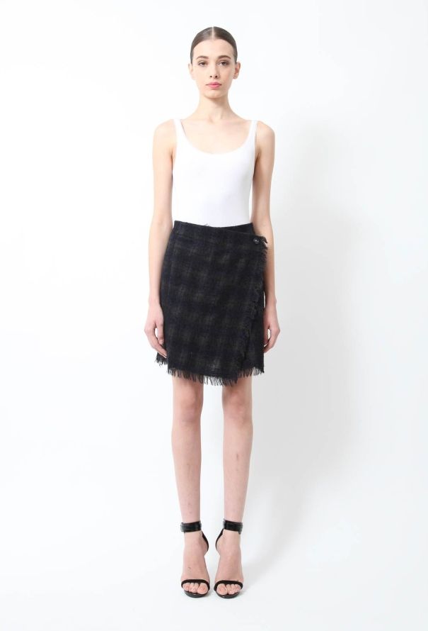 Chanel Wool Plaid Wrap Skirt - 2