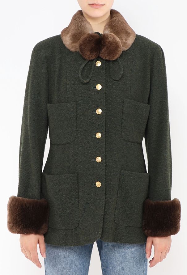 Chanel Late '80s Fur Trim Chevron Ensemble - 1