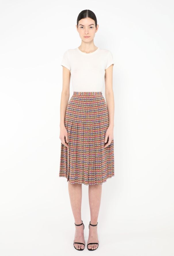 Céline '70s Abstract Pleated Silk Skirt - 1