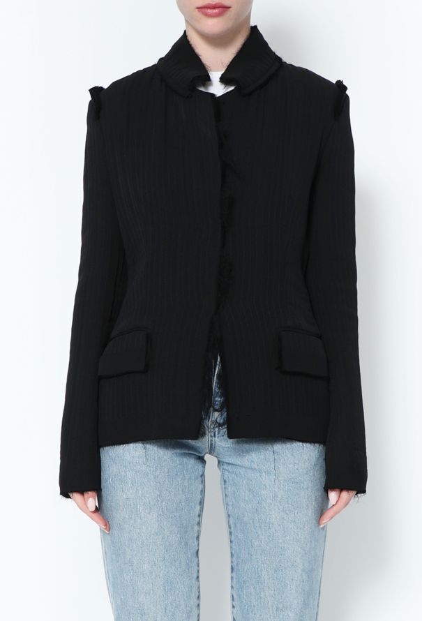 Saint Laurent Tom Ford Frayed Trim Silk Jacket - 2