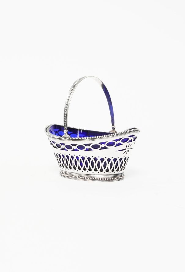 Vintage Objects & Decor 30s Silver Cobalt Mini Basket - 1