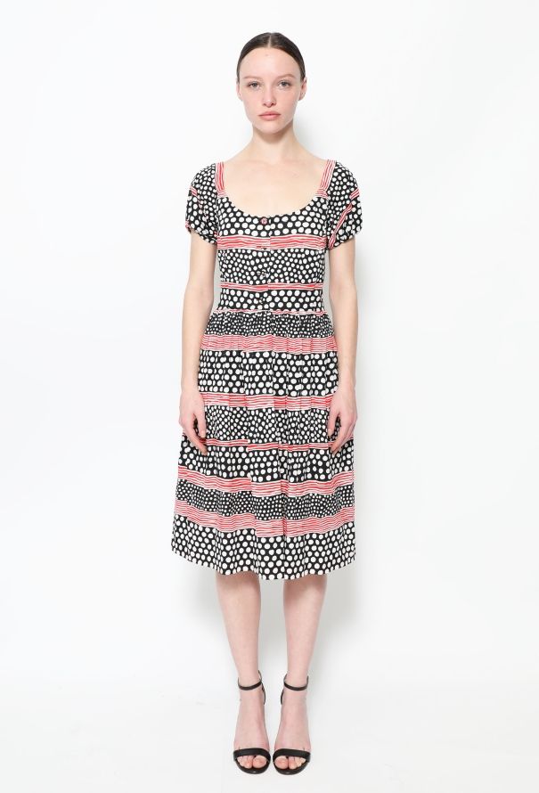 Prada Tiered Polka Dot Cotton Dress - 1