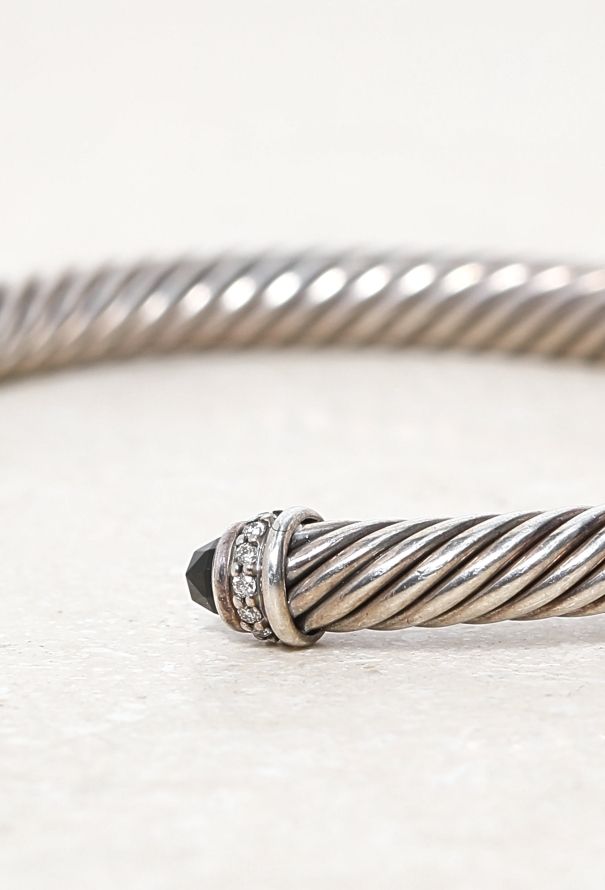 Vintage Fine Jewelry David Yurman Silver, Diamond & Onyx Bangle - 7