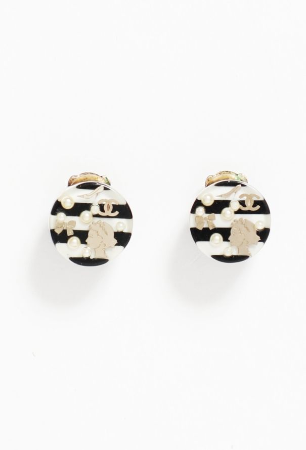 Chanel 2006 Icons Striped Clip Earrings - 1