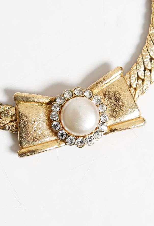 Balenciaga Vintage Pearl Bow Chainlink Choker - 6