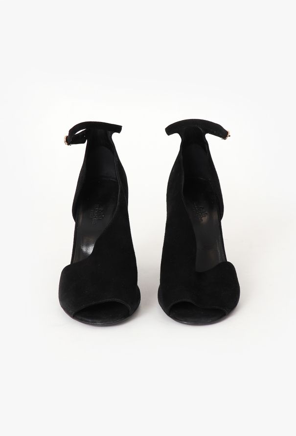 Hermès Sculpted Suede Block Heels - 3