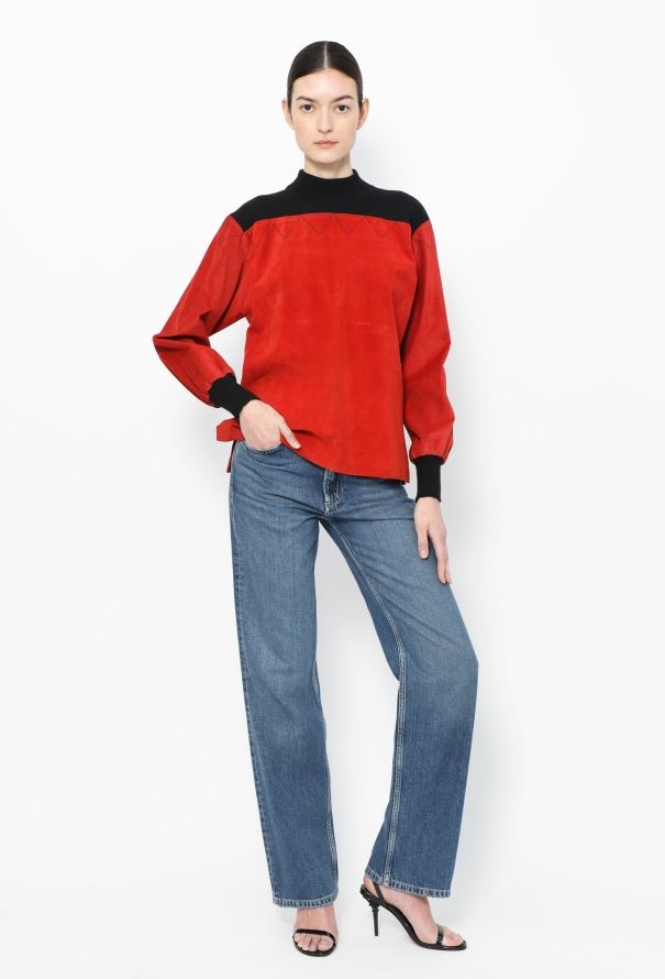 Saint Laurent Vintage Suede Embroidered Sweater - 3