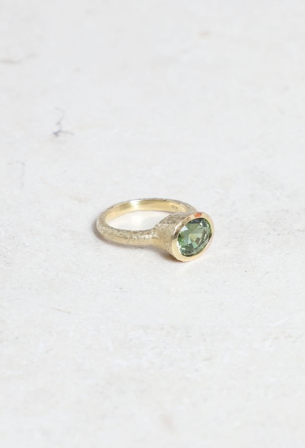 Vintage Fine Jewelry 18k Gold & Green Tourmaline Ring - 3
