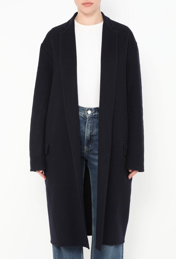 Céline Navy Cashmere Cocoon Coat - 2