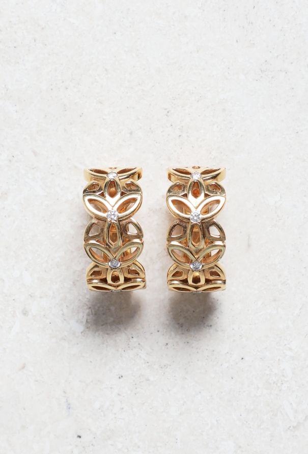 Mellerio 18k Gold & Diamond Floral Clip Earrings - 1