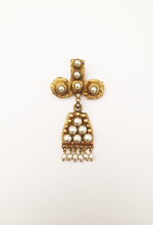 Pearl Cross Brooch - 1