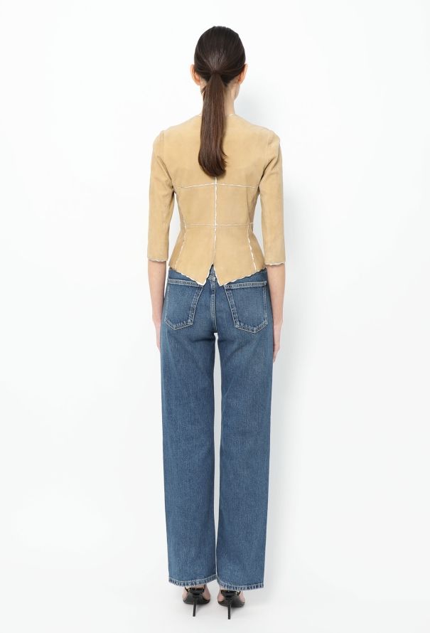 Chanel 2000 Suede Metallic Trim Jacket - 4